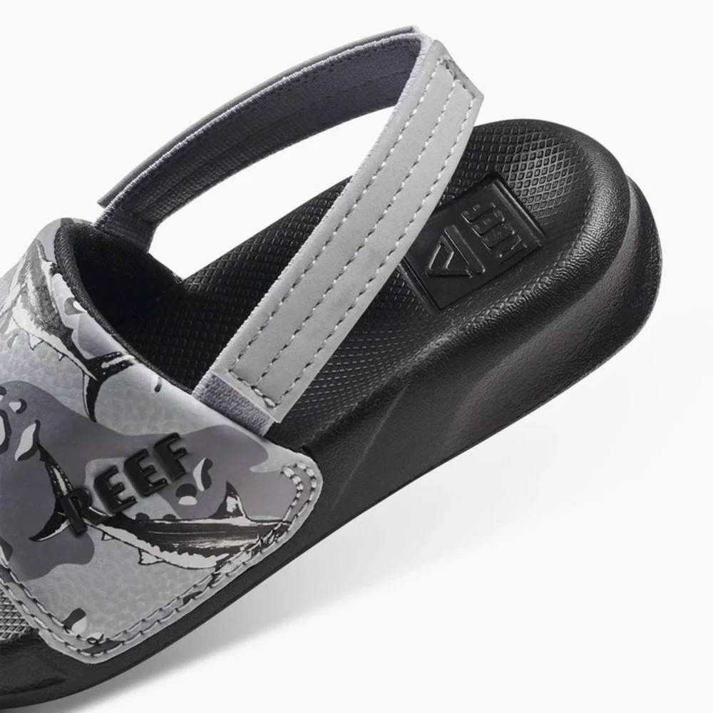 Reef Kids' One Slide Sandals -‎ Grey Camo Shark (Size 7) NWT